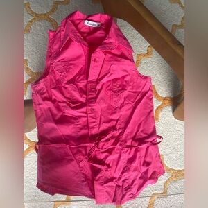 Vibrant Pink Sleeveless Button Down